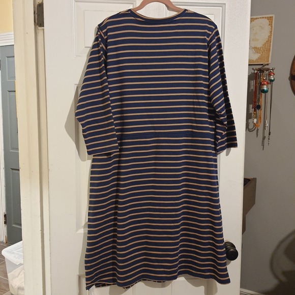 Poetry Dress Women Size US 18 Blue Tan Striped Faux Wrap Everyday NWT Cotton - Picture 7 of 7